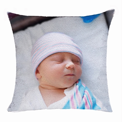 Custom Newborn Birth Announcement Boy Gift Personalized Sequin Pillow